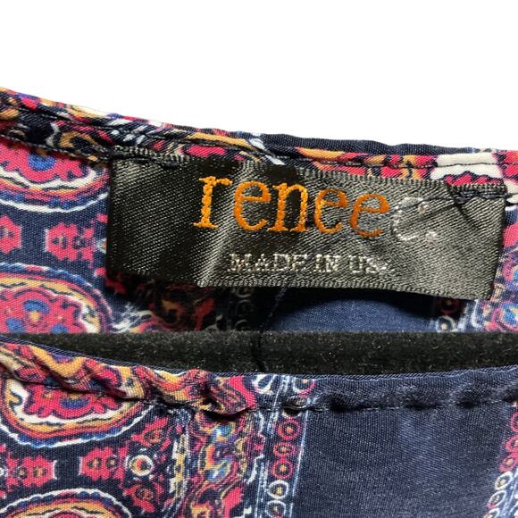 Renee C Top Women’s Size M Boho Blouse Batik Medallion Print Bohemian Hippie - Picture 3 of 7